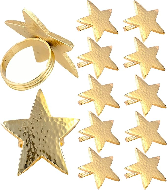 Alpha Living Home Napkin Rings Set of 12, Star Napkin Holders, Metal Napkin Rings Bulk for Party ... | Amazon (US)