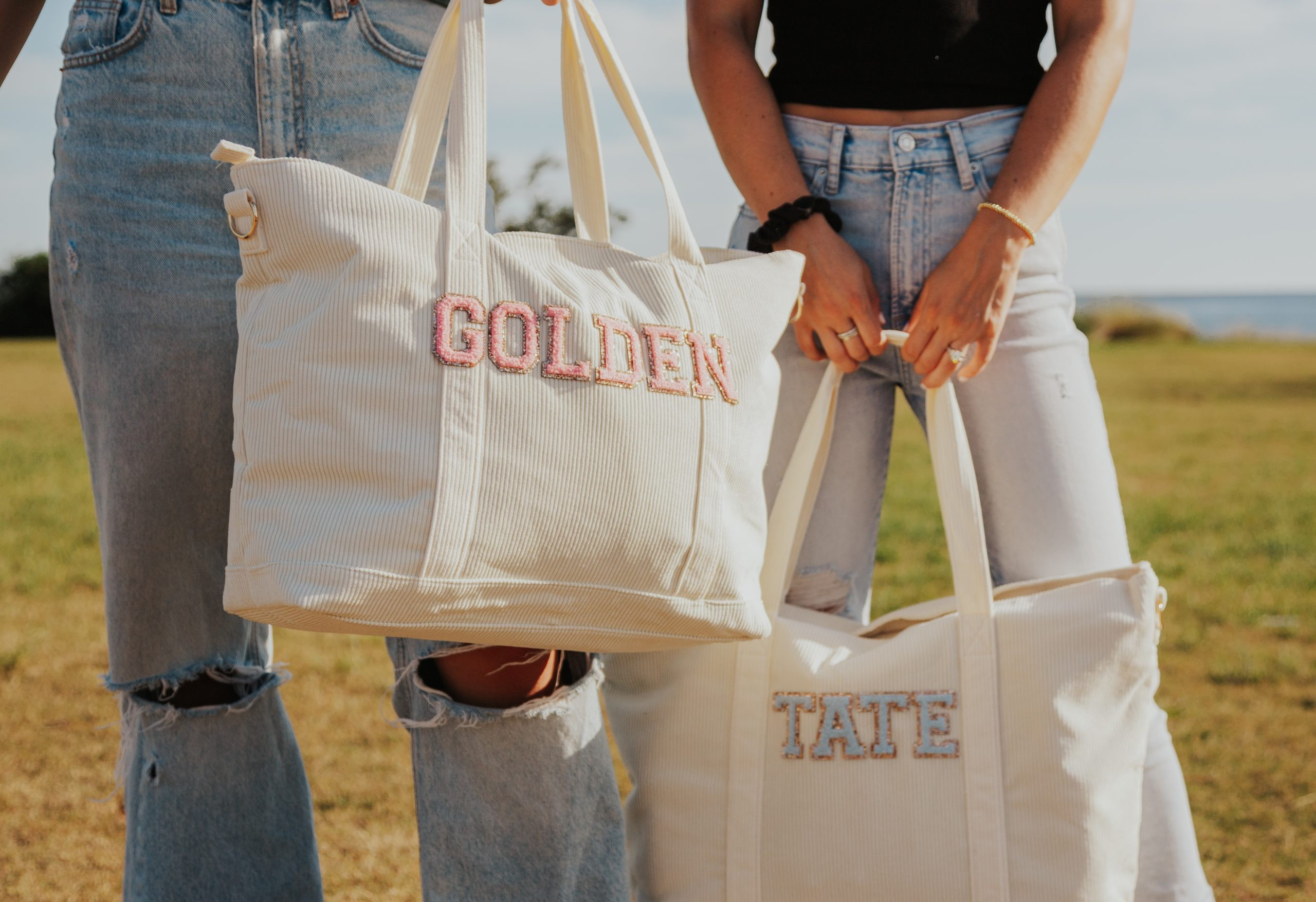 Corduroy Beige Tote | KenzKustomz | KenzKustomz