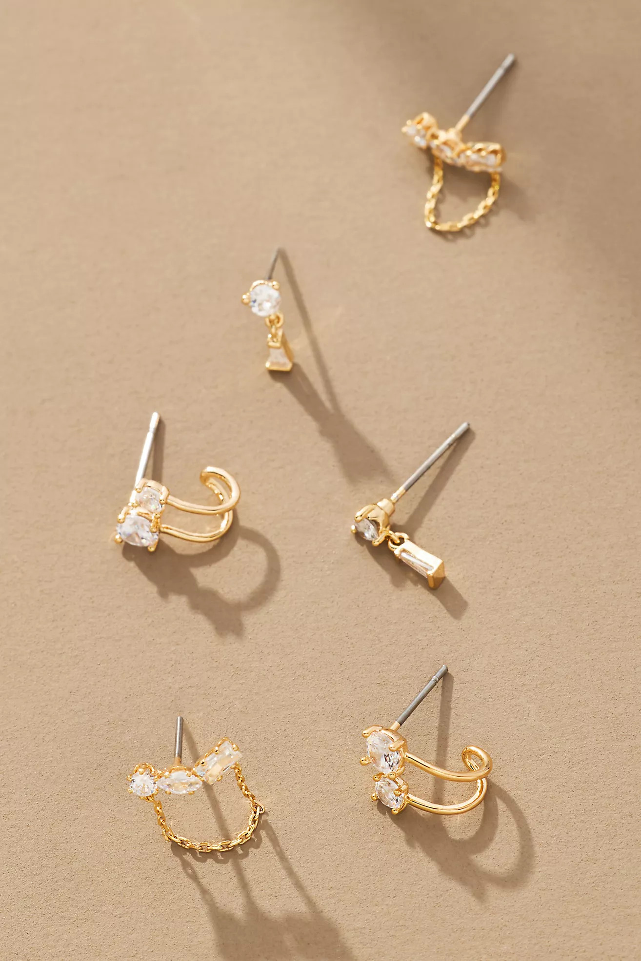 Delicate Crystal Post Earrings, Set of 3 | Anthropologie (US)