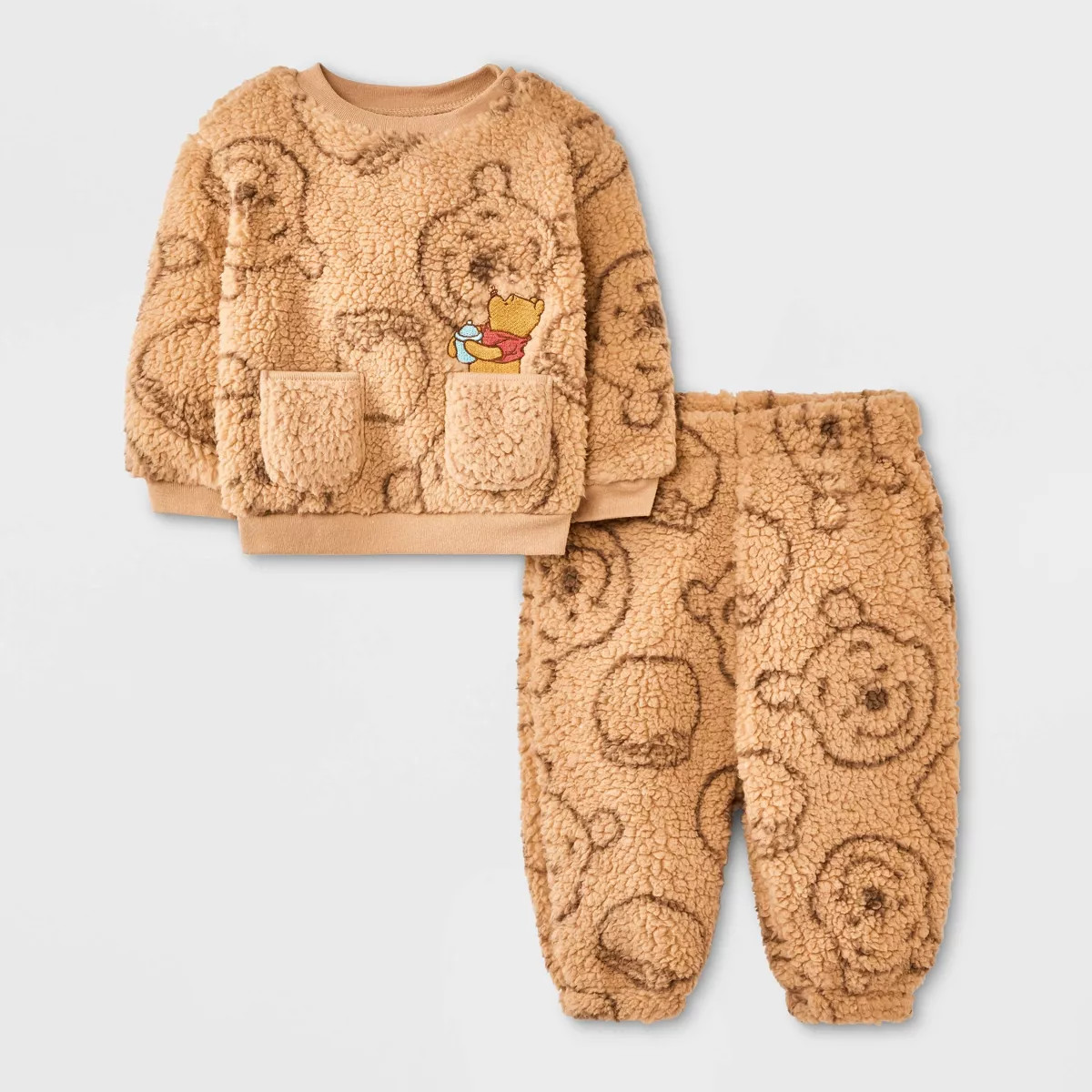 Baby Boys' 2pc Disney Winnie The Pooh Cozy Pullover & Pants Set - Tan | Target