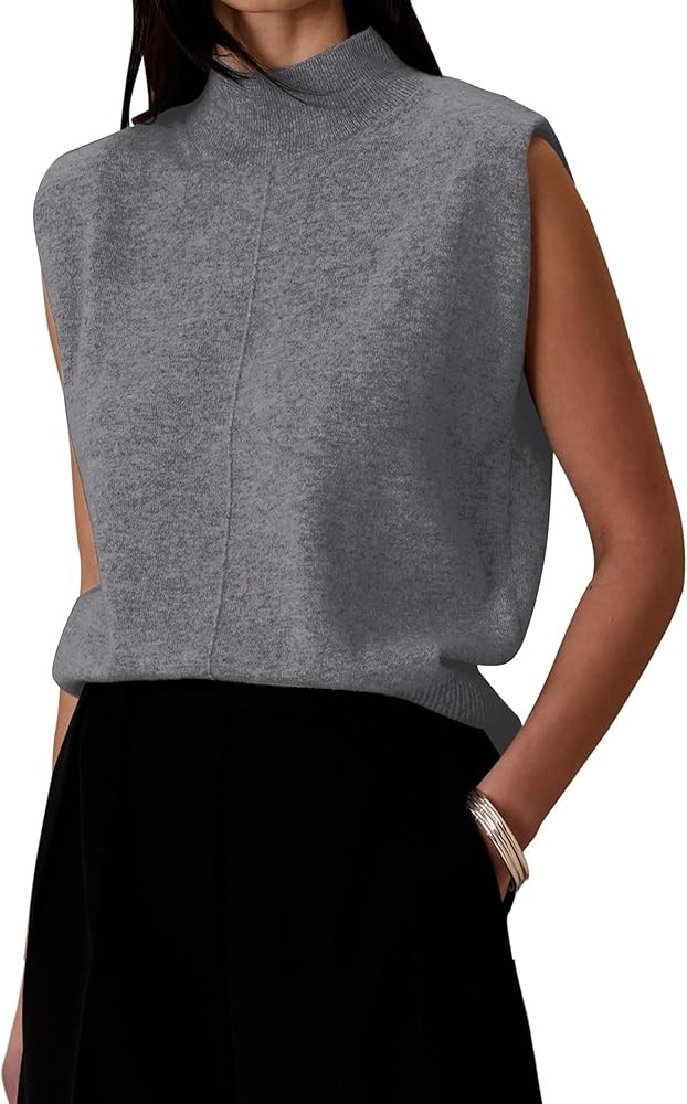 RONGCAT Women's Mock Neck Sleeveless Sweater Vest Elegant Solid Cap Sleeve Knit Pullover Tank Top... | Amazon (US)