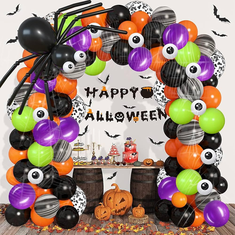 Halloween Balloons Garland Kit, 123pcs Hocus Pocus Balloons Purple Orange Confetti Balloons for H... | Amazon (US)