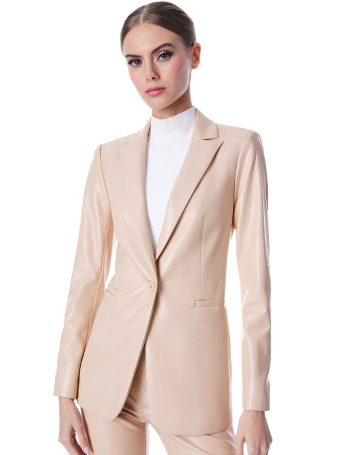 BREANN VEGAN LEATHER FITTED BLAZER | Alice + Olivia