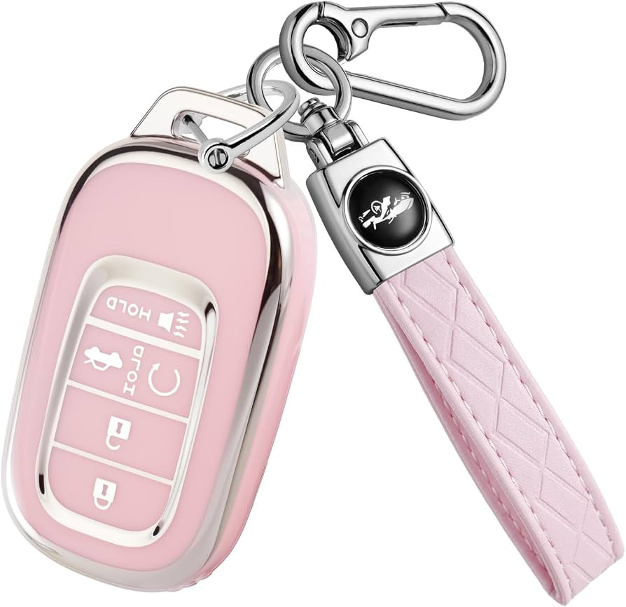 for Honda Key Fob Cover with Keychain, Soft TPU, 2021-2027,Pink | Amazon (US)