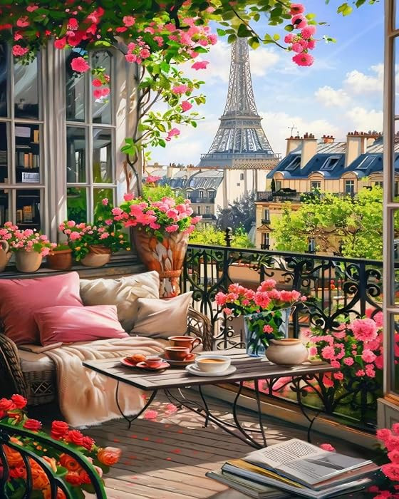 Possoco Paint by Numbers Kit for Adults Beginner, Eiffel Tower Landscape Adult Paint by Number Ki... | Amazon (US)