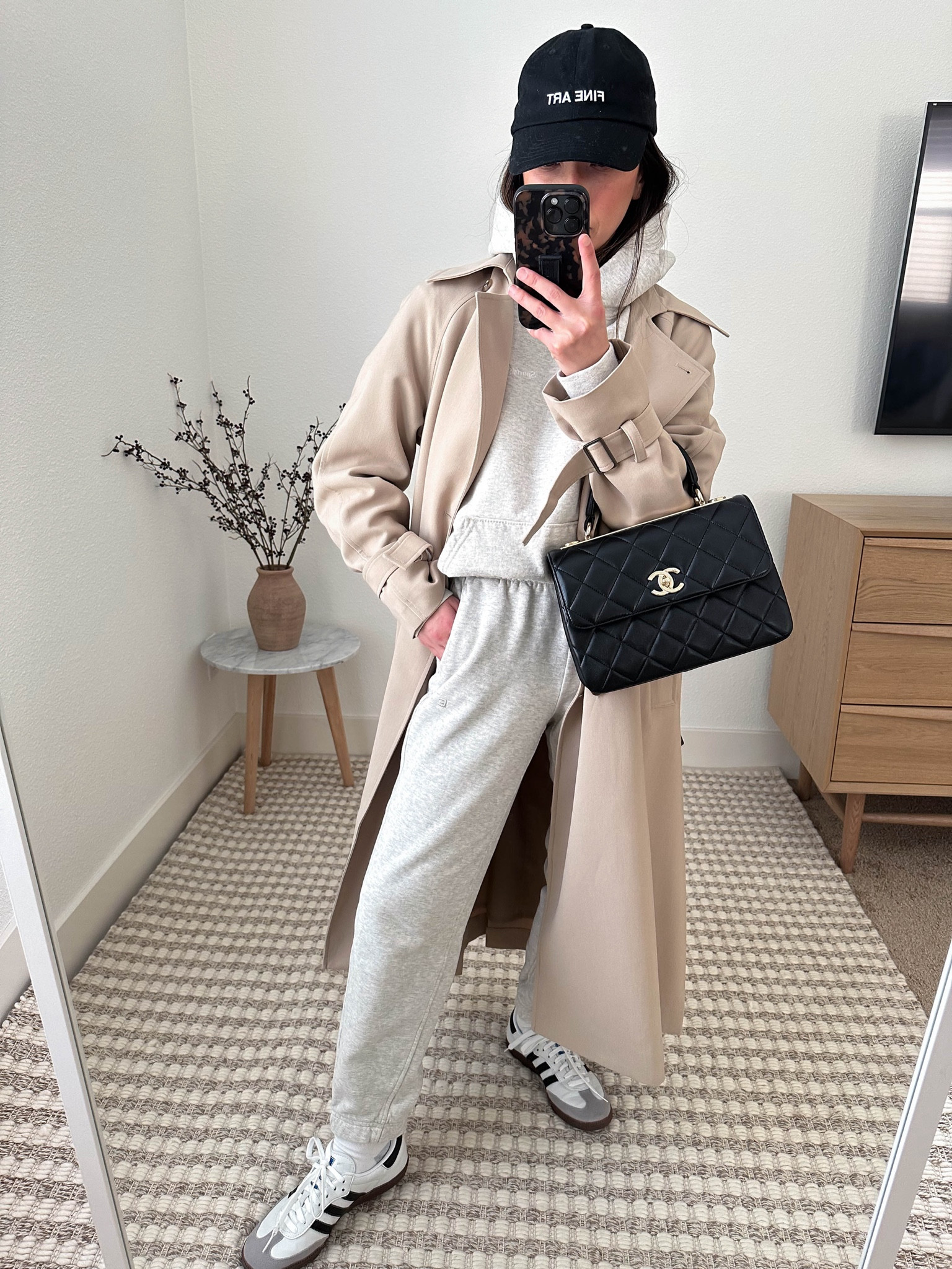 The Oak + Fort trench coat is my favorite trench and has been for a couple years now. It runs oversized, but I love the drape. Size down. 

Oak + Fort Trench xxs
Everlane hoodie xs (old)
Everlane sweats xs (old)
Hanes socks
adidas Samba sneakers 4 mens
Fine Art at (old)
Chanel Trendy cc small

#LTKPetite #LTKSeasonal