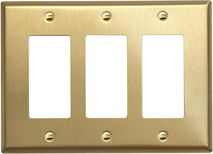 Rio Salto MIDSIZE BRASS Signature Collection Decorative Brushed Brass Gold Metal Outlet Covers, L... | Amazon (US)