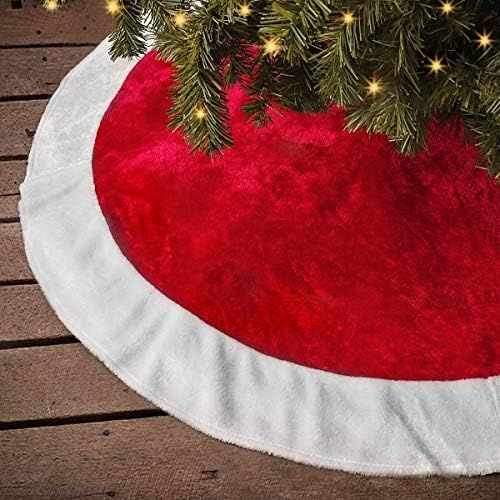 Ivenf Christmas Tree Skirt, 48 inches Large Plush Mercerized Velvet Skirt, Rustic Xmas Tree Holiday  | Amazon (US)