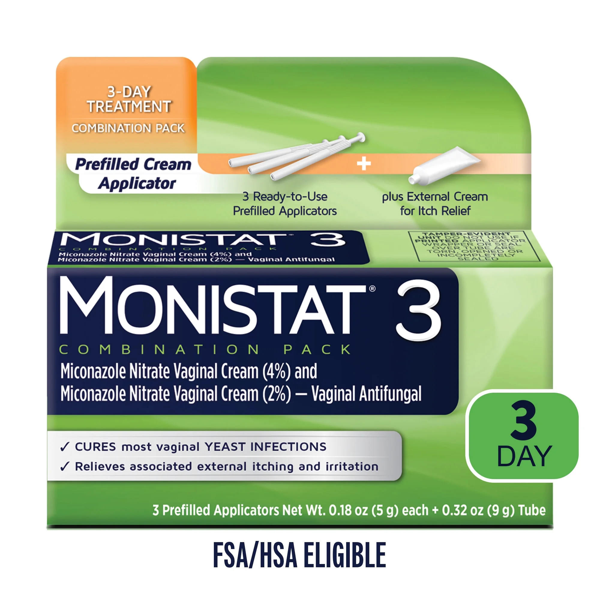 Monistat 3 Day Yeast Infection Treatment, 3 Miconazole Pre-Filled Cream Tubes & External Itch Cre... | Walmart (US)