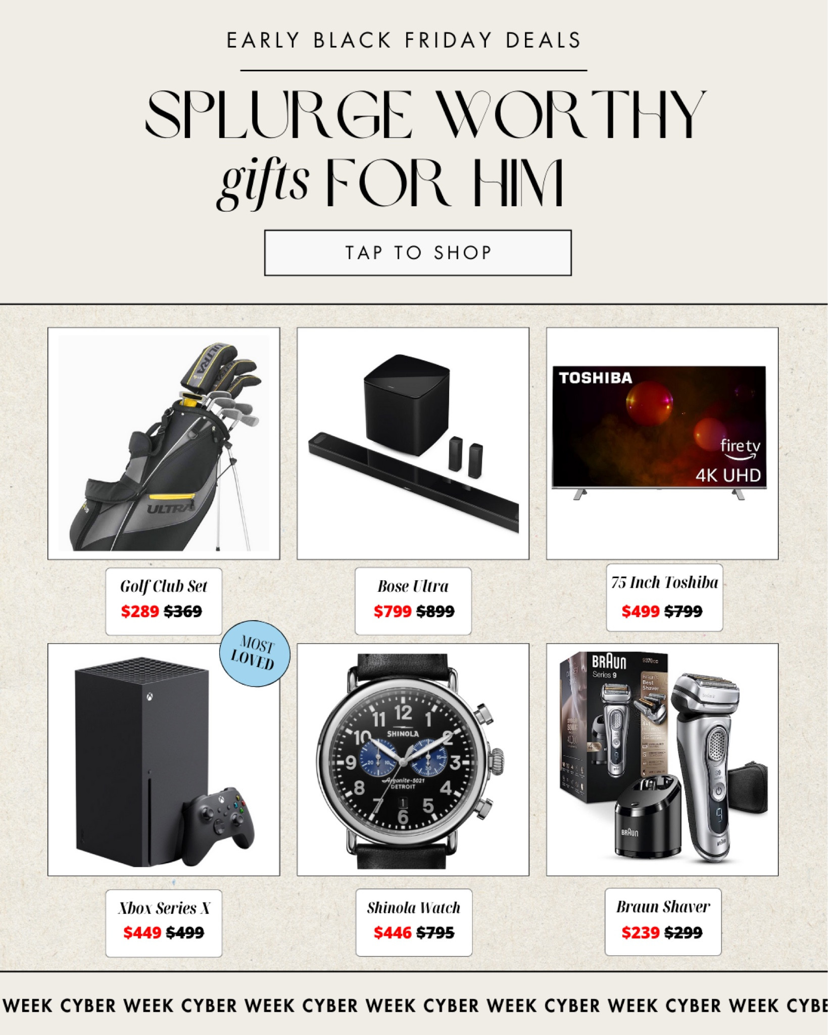 Splurge worthy holiday gift guide for him! These are the perfect holiday gifts for your boyfriend, husband, father, father in law, grandpa, brother, friend, or son! Take advantage of these early Black Friday deals! The best luxury gift guide  

#LTKHoliday #LTKCyberWeek #LTKGiftGuide