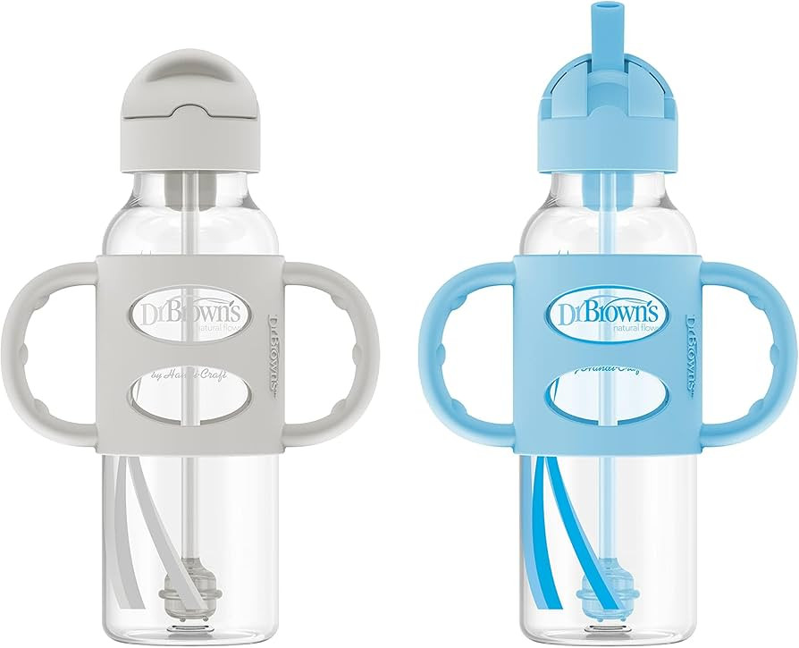 Dr. Brown's Milestones Narrow Sippy Straw Bottle, Spill-Proof with 100% Silicone Handles and Weig... | Amazon (US)