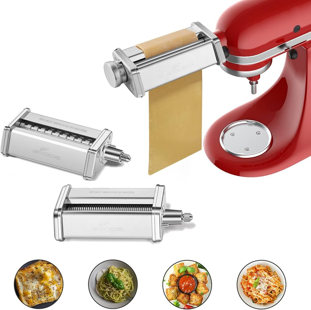 Pasta Attachment for KitchenAid Stand Mixer Included Pasta Sheet Roller, Spaghetti Cutter and Fet... | Amazon (US)