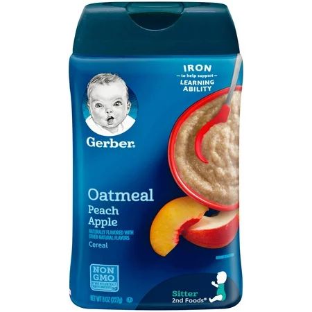 GERBER Oatmeal and Peach Apple Baby Cereal 8 oz | Walmart (US)