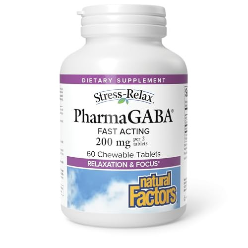 Natural Factors Pharma GABA - Dietary Supplement Supports Calm Sleep & Sleep Quality - Natural, Fast-Working Supplement Aids Focus & Brain Health - 60 Chewable Tablets (30 Servings) | Amazon (US)