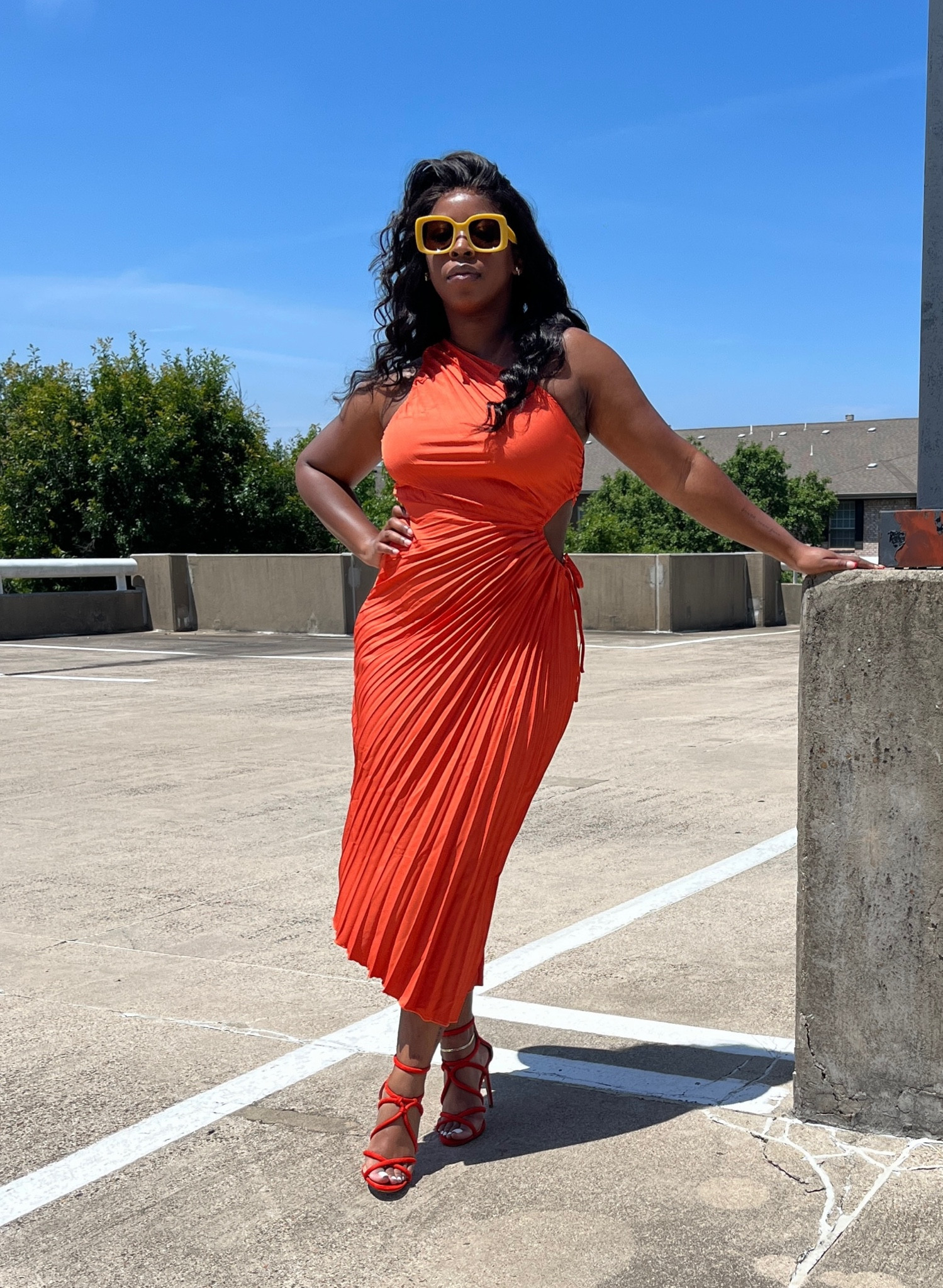 It’s wedding season and this is perfect dress as a guest the pleats give it elegance and the side cut out give it a pinch of sexiness #midsizegal #midsizefashion #midsizecollective #midsizeinfluencer 

#LTKsalealert #LTKstyletip #LTKcurves