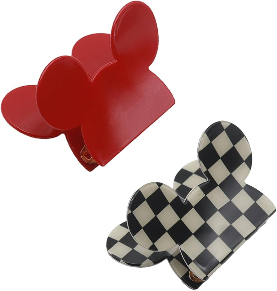 2PCS Mouse Head Hair Claw Clipsk,Theme Park Essentials,Acrylic Hair Clip,Curly Hair Mouse Ears No... | Amazon (US)