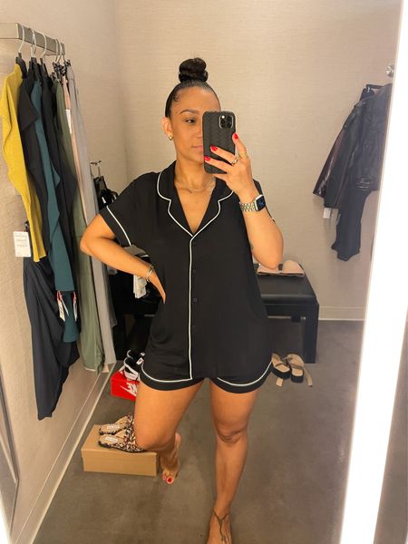 I’ve eyed this pajama set for the past 3 Nsales! Finally tried it on and I can confirm it is buttery soft. Shorts are a tad shorter than I’d like but nothing was hanging out 🙌🏽 Wearing size S and they have the pant version and the long sleeve with shorts as well.

#LTKxNSale #LTKsalealert #LTKunder50