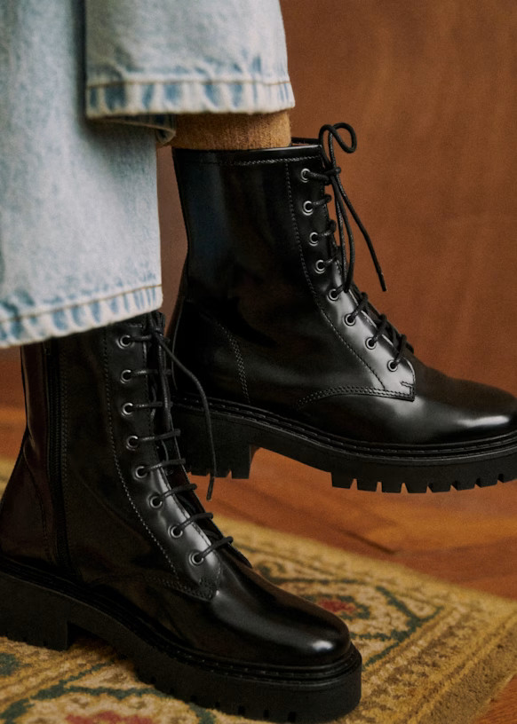 Ashley Ankle Boots - Glossy Black - Bovine leather - Sézane | Sezane Paris - US