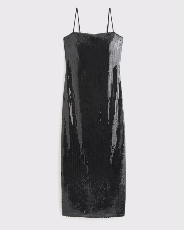 Sequin Straight Neck Midi Dress | Abercrombie & Fitch (US)