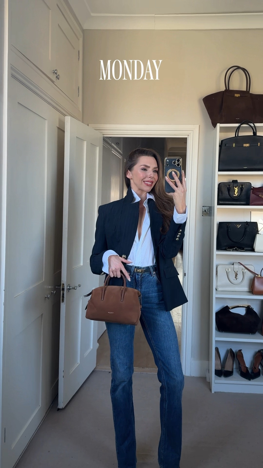 5 days, 5 smart casual workwear looks for the week

Keeping things polished but effortless from Monday to Friday

Monday: crisp white shirt, navy pinstripe blazer, straight leg jeans and beige suede slingback heels, finished with a tan suede mini tote bag for a clean, elevated start

Tuesday: soft neutrals with a khaki jacket, cashmere roll neck and white tailored trousers, styled with tan accessories for a tonal, put together feel

Wednesday: all black look with an asymmetric blazer, tailored trousers, gold clasp belt, classic court heels and statement sunglasses for a sleek midweek outfit

Thursday: a subtle military inspired look with a dark green jacket, white shirt and black tailored trousers, structured and sharp but still easy to wear

Friday: relaxed but refined with a boxy blazer, straight black jeans, kitten heel sandals and an under arm clutch to ease into the weekend

Smart casual styling for the full workweek

#smartcasual #workwearstyle #officeoutfits #businesscasual #capsulewardrobe #minimalstyle #neutraloutfits #everydaystyle #outfitinspiration #whatiworetowork #workwearfashion #tailoredstyle #blazeroutfit #blackoutfit #monochromestyle #streetstyleuk #fashionreels #outfitideas #wardrobestaples #effortlessstyle

#LTKuk #LTKworkwear #LTKluxury