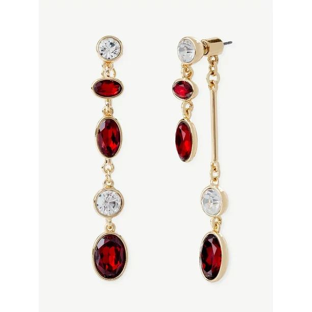 Sofia Jewelry by Sofia Vergara Women's Gold-Tone Red Stone Linear Drop Earrings - Walmart.com | Walmart (US)