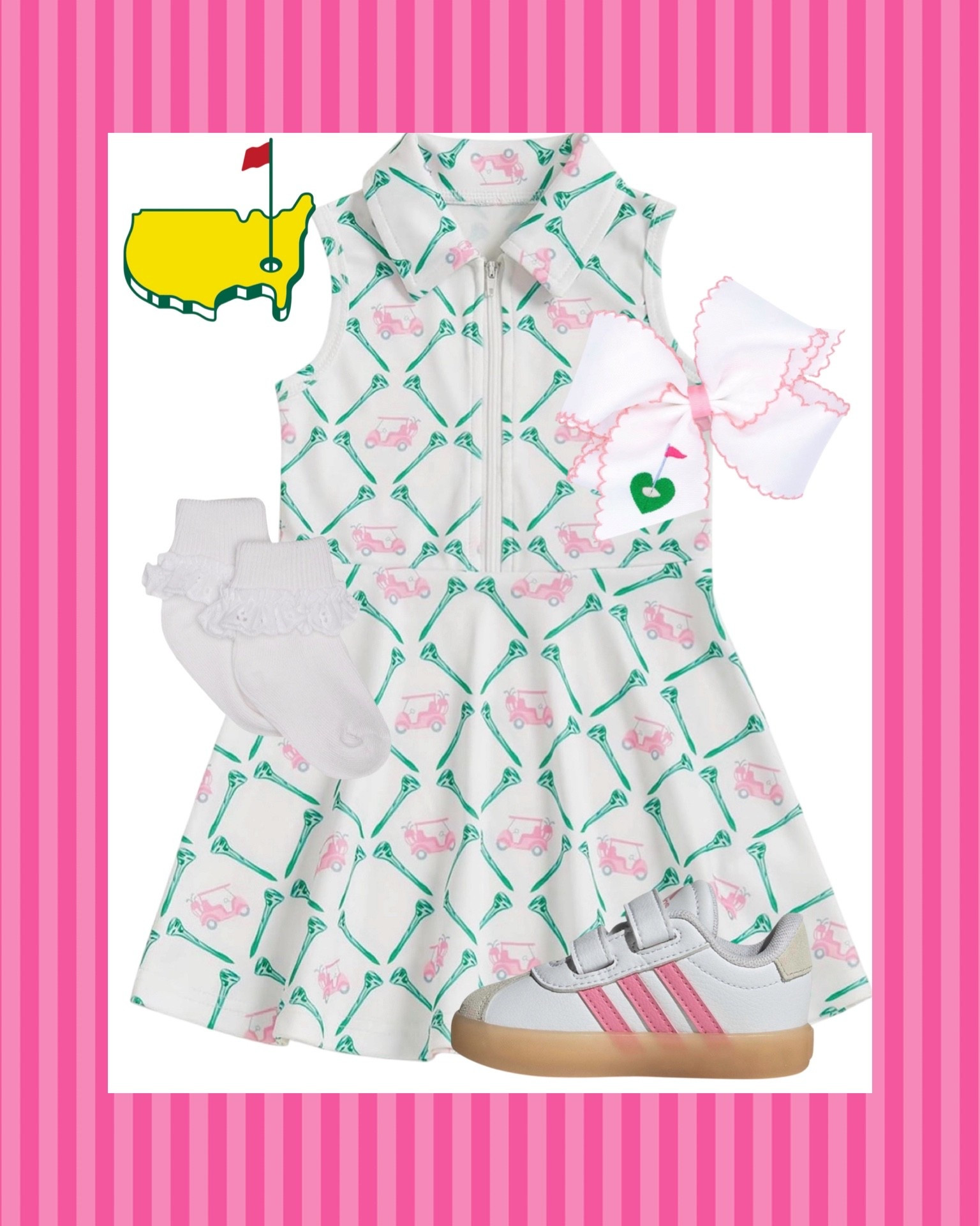 Sweet Little Golfer Girl Outfit 🎀⛳️💗


The cutest little country club-inspired look 💚⛳️ This precious golf print dress is perfect for spring and summer days, paired with classic eyelet socks, the sweetest embroidered bow, and pink stripe sneakers for a sporty-preppy finish 🎀👟

Such a darling outfit for playdates, golf outings with dad, or any sunny day moment ☀️💗

toddler girl outfit, golf outfit kids, preppy toddler style, pink and green outfit, country club kids style, little girl summer dress, toddler sneakers outfit, southern kids fashion 💚🎀

#LTKKids #LTKBaby #LTKActive