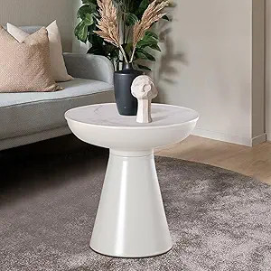 Round End Side Table, Marble Aluminum End Table, Couch Side Table, Sofa Side, Small Side Table,Ta... | Amazon (US)