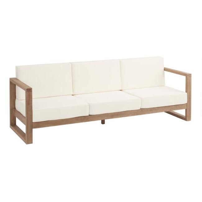 Light Brown Eucalyptus Segovia 3 Seater Outdoor Bench | World Market