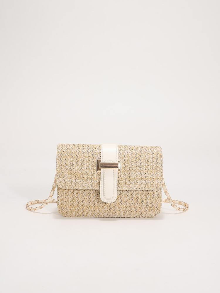 Mini Braided Detail Flap Straw Bag | SHEIN