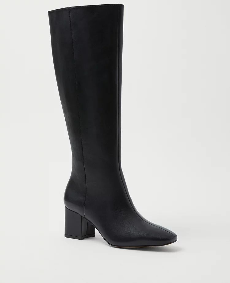 Leather Block Heel Boots | Ann Taylor (US)