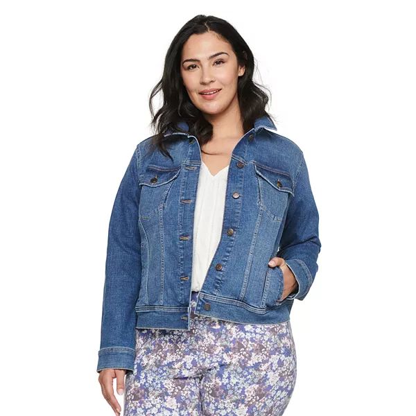 Plus Size Sonoma Goods For Life® Button Front Jean Jacket | Kohl's
