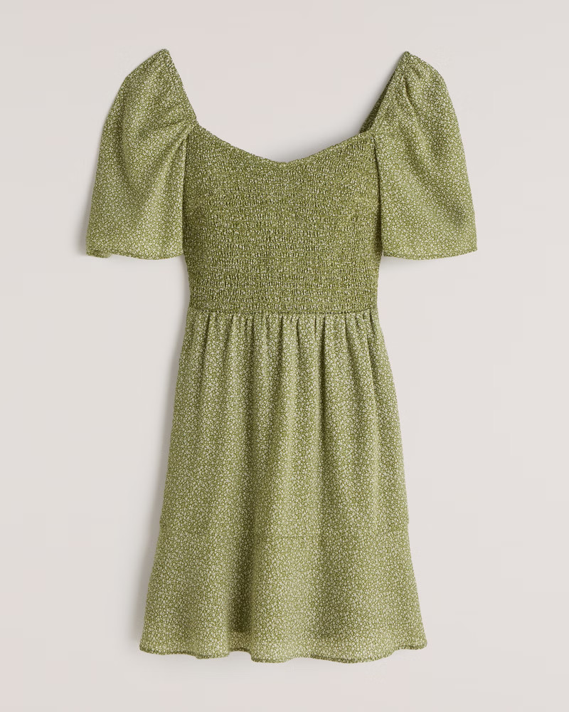 Flutter Sleeve Smocked Mini Dress | Abercrombie & Fitch (US)