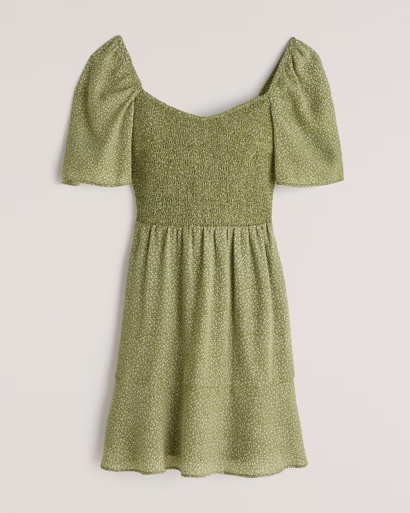 Flutter Sleeve Smocked Mini Dress | Abercrombie & Fitch (US)