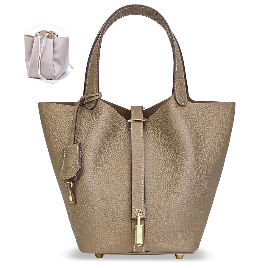 Designer Leather Bucket Bags for Women: Trendy Genuine Leather Tote Purses - Luxury Satchel Top-H... | Amazon (US)