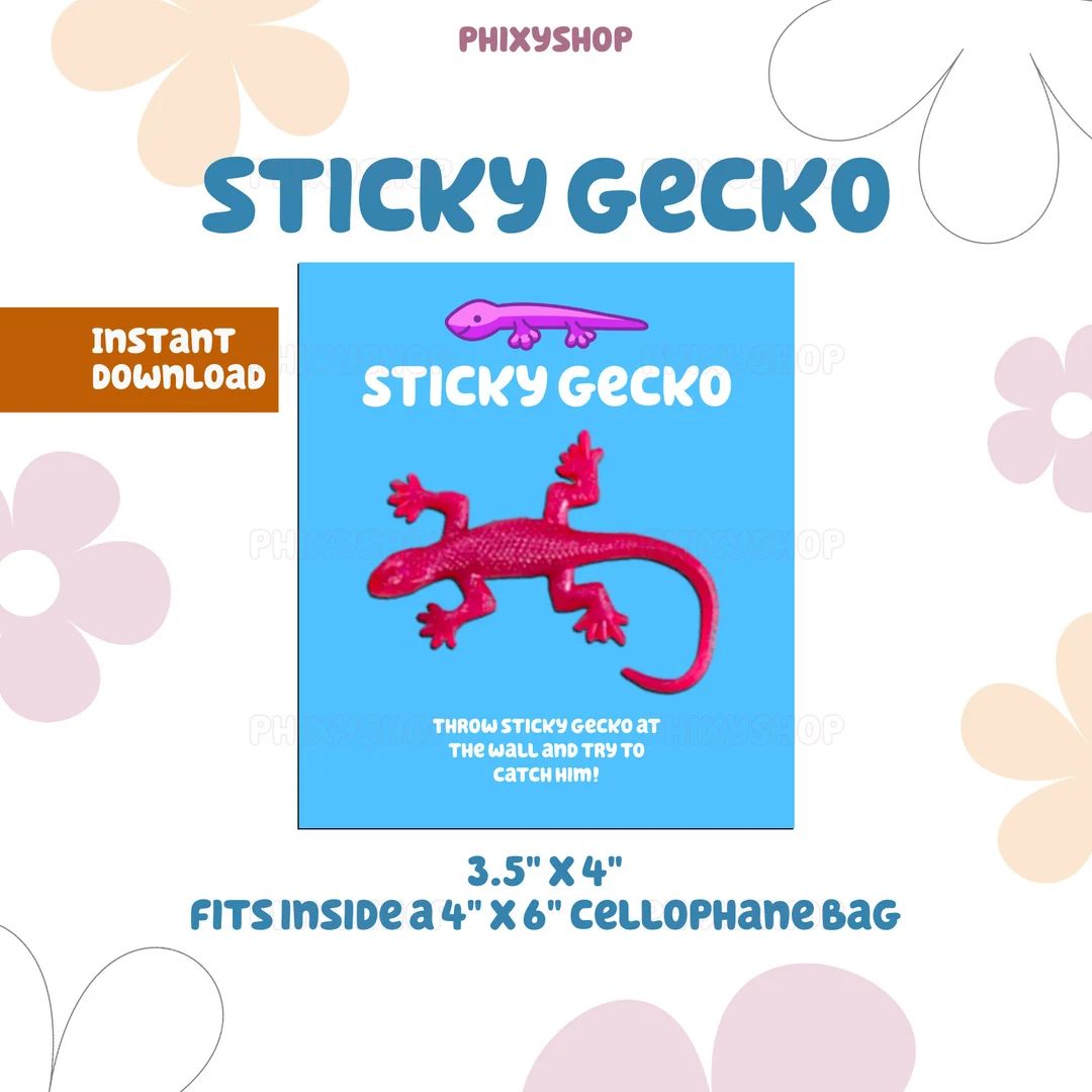 Blue Sticky Gecko Party Favors Blue Dog Digital Download - Etsy | Etsy (US)