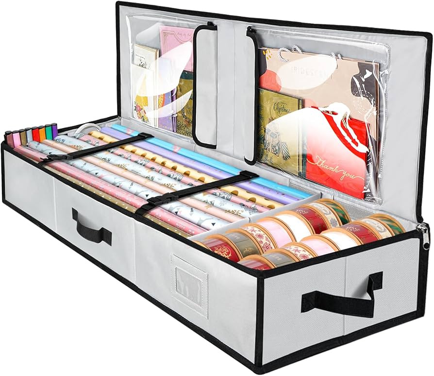 BALEINE Wrapping Paper Storage Organizer, 40" Durable 600D Oxford Fabric Gift Wrap Storage Bag wi... | Amazon (US)
