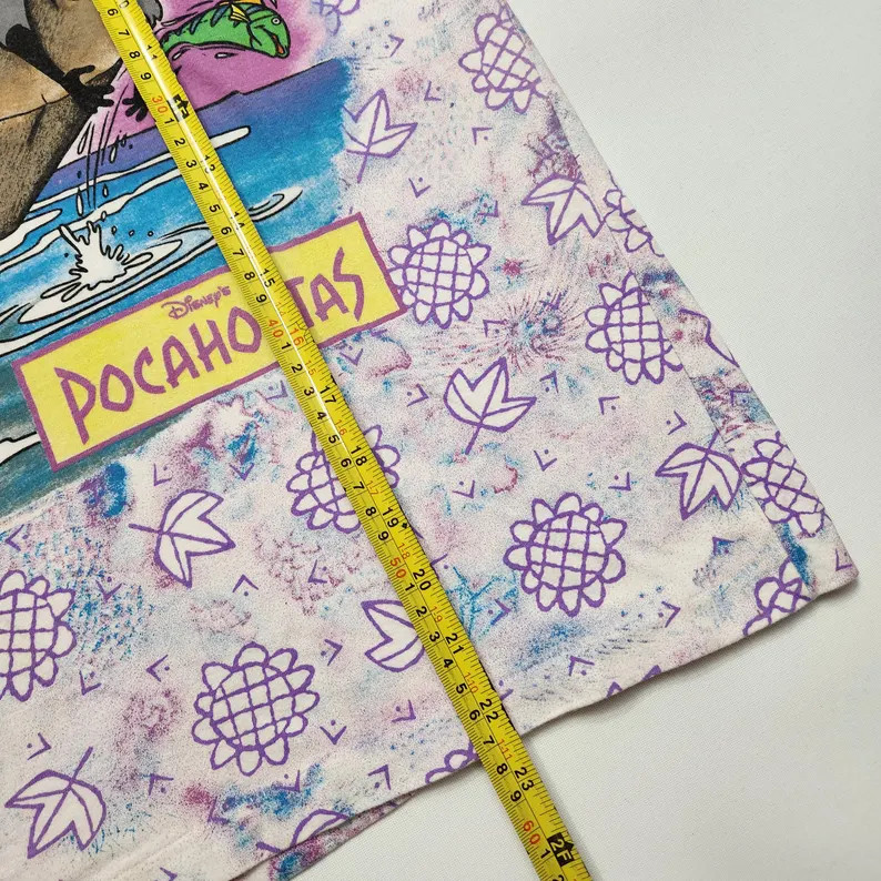 90s Youth Vintage Disney Movie Pocahontas Sunflower Leafs AOP Light Purple Cute Graphic Ringer Ts... | Etsy (US)