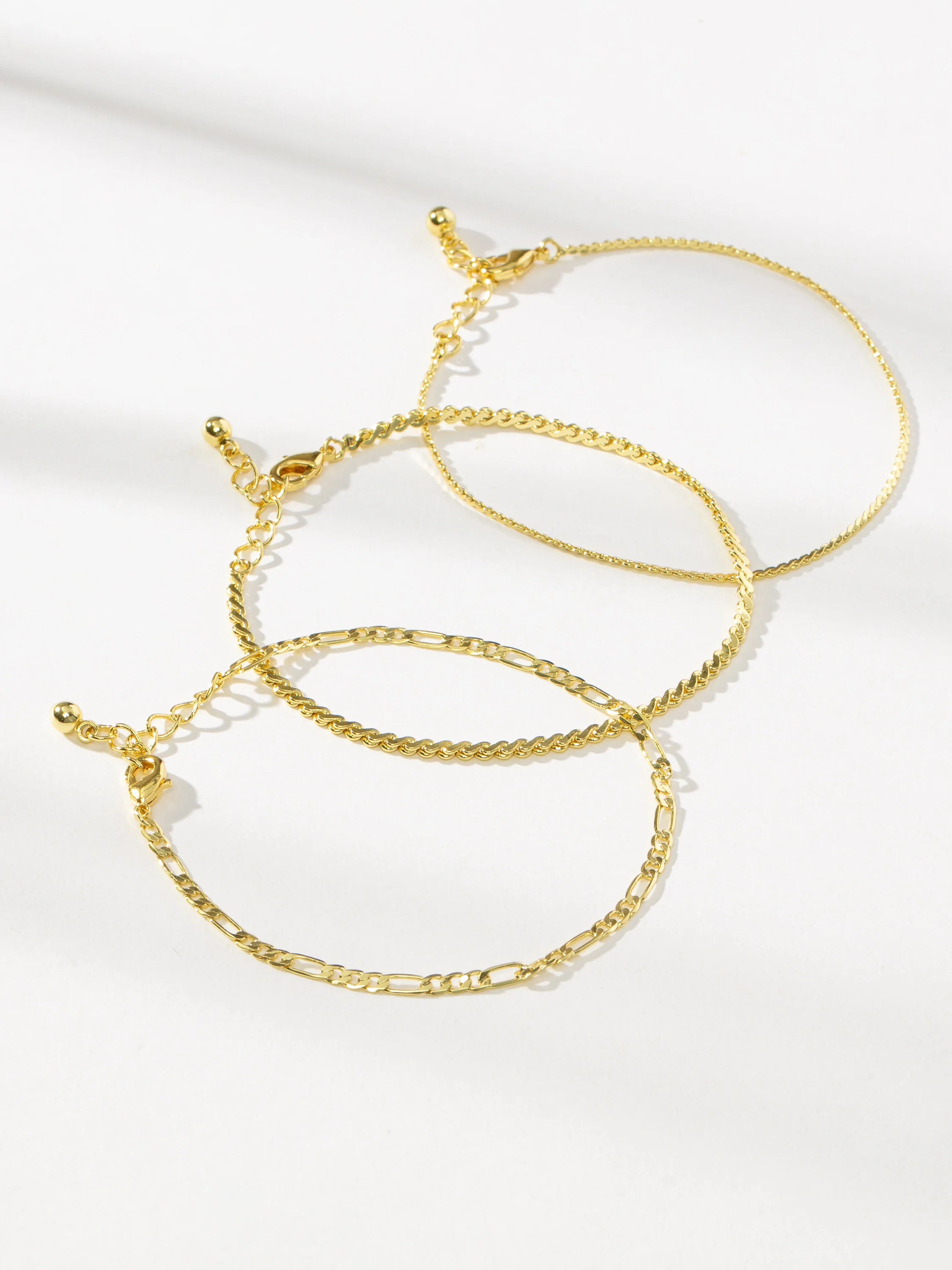 Gilded Chain Bracelets Set of Three in Gold | Uncommon James | Uncommon James