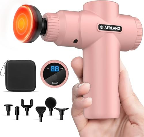 AERLANG Mothers Day Gifts for Mom Massage Gun with Heat Mini Massager Muscle Massager Back Massager for Pain Relief Deep Tissue Body Massager Handheld Massager with a Carrying Case Pink | Amazon (US)
