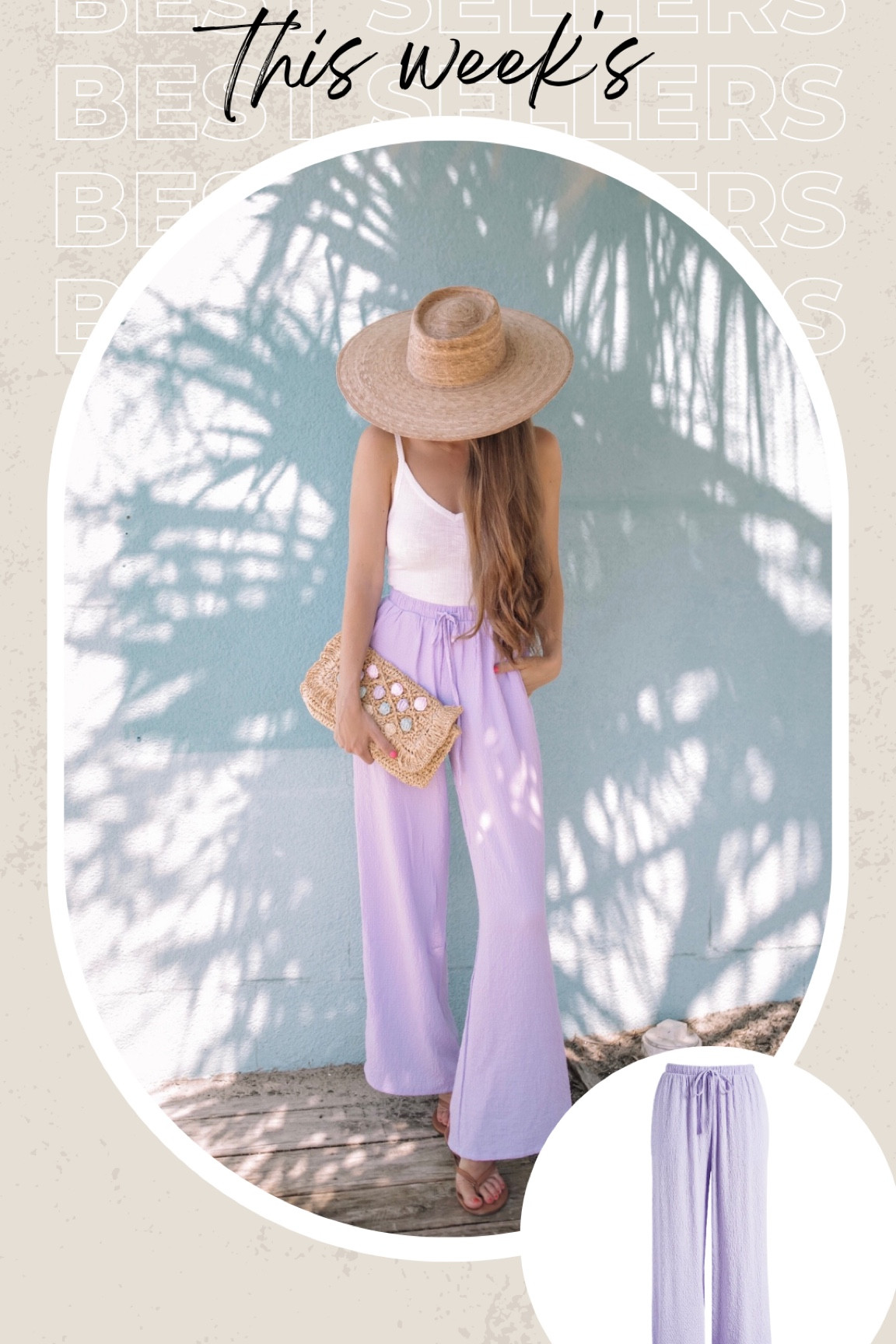 Loving this easy breezy summer look!
Nordstrom fashion, lavender pants, summer pants, pull on pants, straw clutch, white tank, straw hat, best seller, summer fashion 

#LTKunder100 #LTKFind #LTKunder50