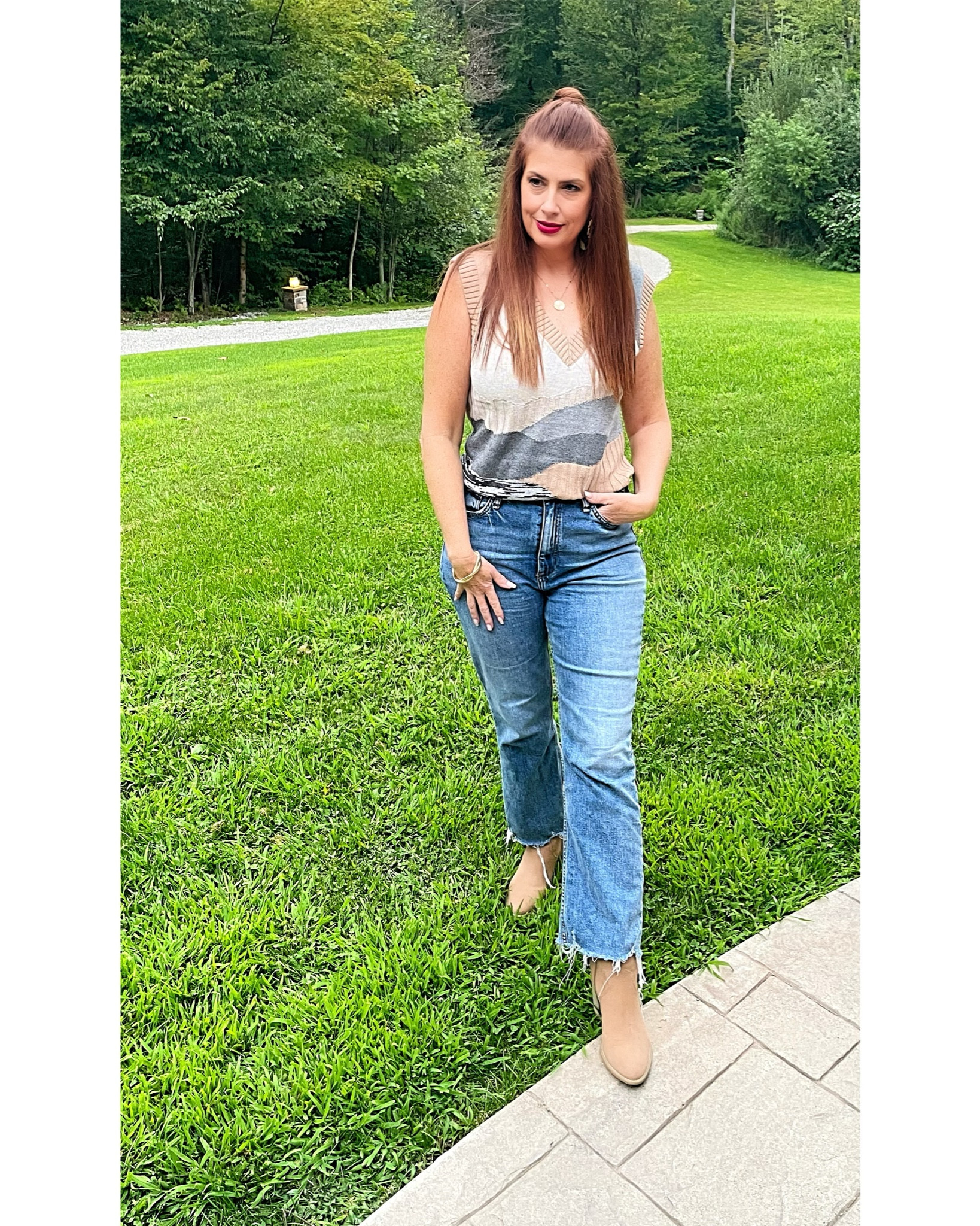 OOTD. It’s cooler today so out comes my favorite jeans and loving this super cute sweater vest!

#LTKSeasonal #LTKstyletip #LTKcurves