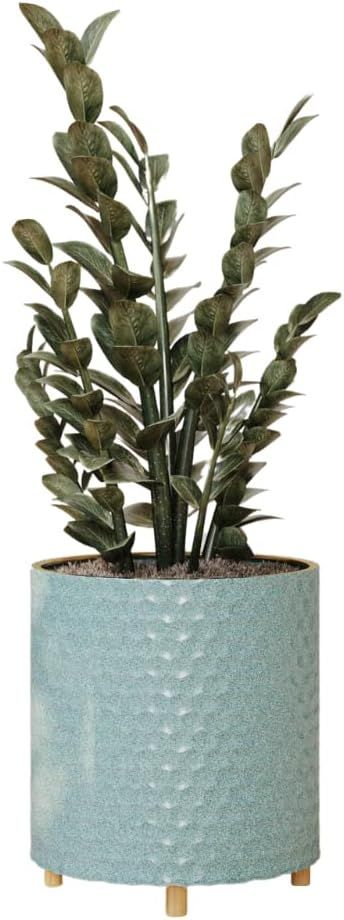 EverNest Rhys Blue-Green Modern Honeycomb Pattern Indoor Planter with Wooden Stand, 8-Inch Plant ... | Amazon (US)