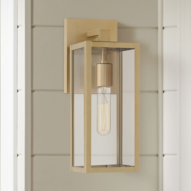 John Timberland Modern Outdoor Wall Light Fixture Soft Gold 14 1/4" Clear Glass for Exterior Barn... | Walmart (US)