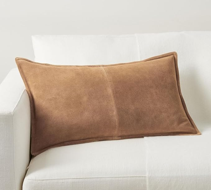 Genuine Leather Pillow Cover Case for Lumbar Throw Couch Pillows - Modern Farmhouse Decorative So... | Amazon (US)