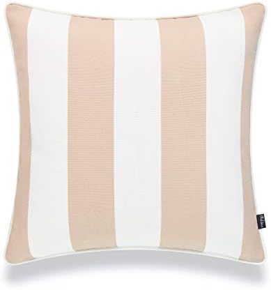 Hofdeco Patio Indoor Outdoor Throw Pillow Cover ONLY, for Backyard, Couch, Sofa, Tan Sand Stripes... | Amazon (US)