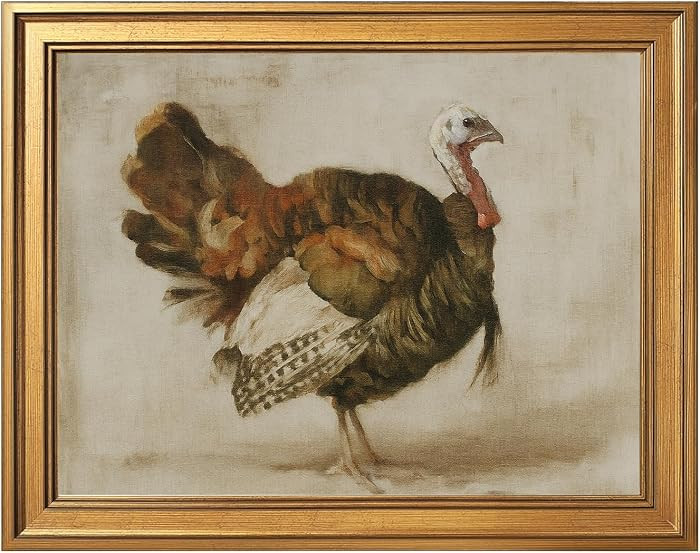 Vintage Framed Turkey Poster Canvas Print Rustic Farmhouse Animal Wall Art Retro Turkey Painting ... | Amazon (US)