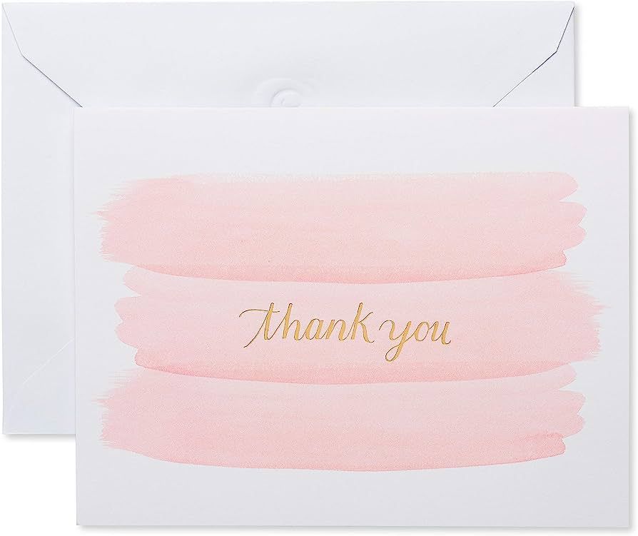 American Greetings Thank You Cards with Envelopes, Pink Brushstrokes (50-Count) | Amazon (US)
