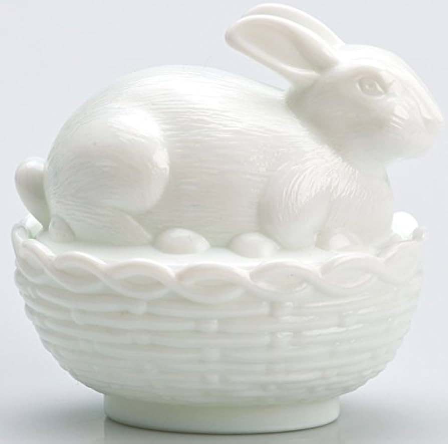 Bunny - Easter Rabbit on Covered Dish - American Made - Mosser Glass USA (Milk Glass) | Amazon (US)