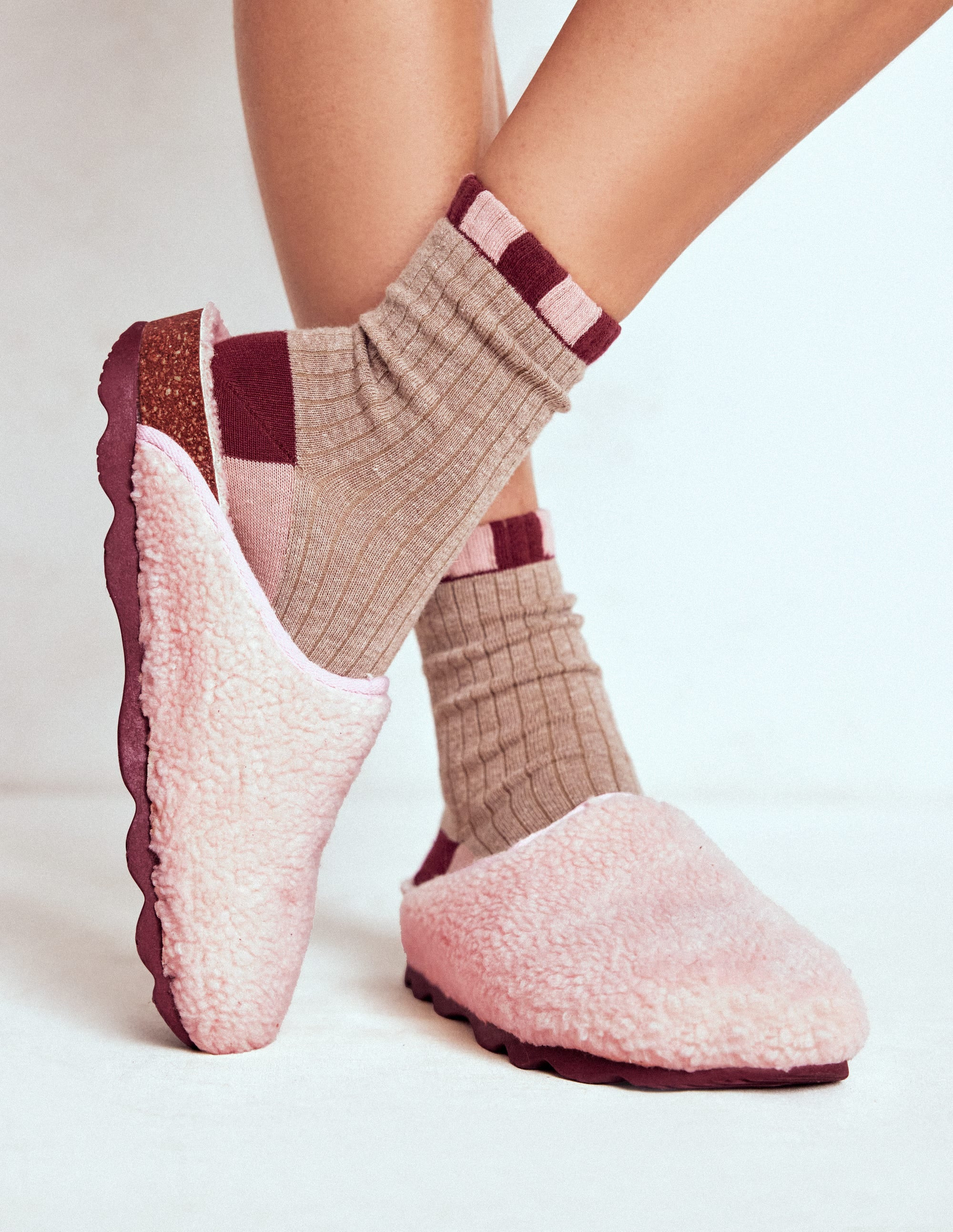 Contrast Sole Mule Slippers-Pink | Boden (US)