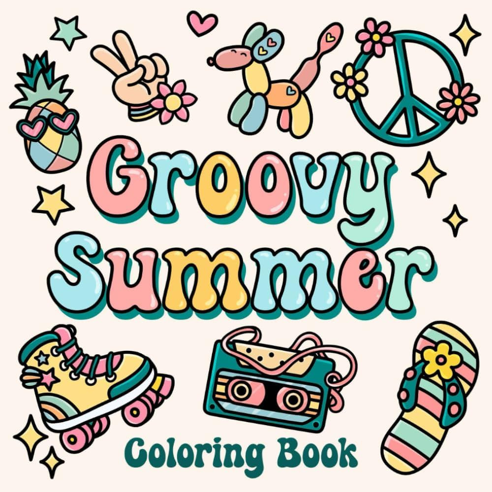 Groovy Summer Coloring Book: Bold and Easy Designs for Adults, Teens, and Kids. Simple, Cute Illustrations with Thick Lines (Bold & Easy) | Amazon (US)